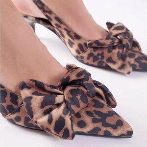 Elegant Leopard Print Heels with Bow Accent